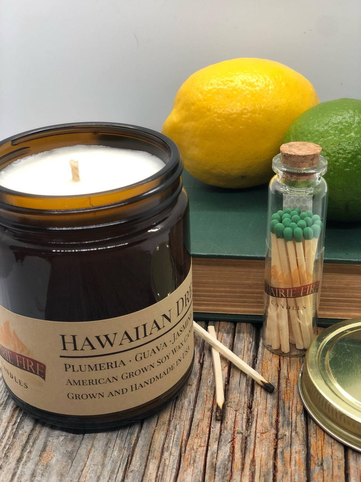PRAIRIE FIRE Hawaiian Dream Soy Wax Candle | 9 oz Amber Apothecary Jar