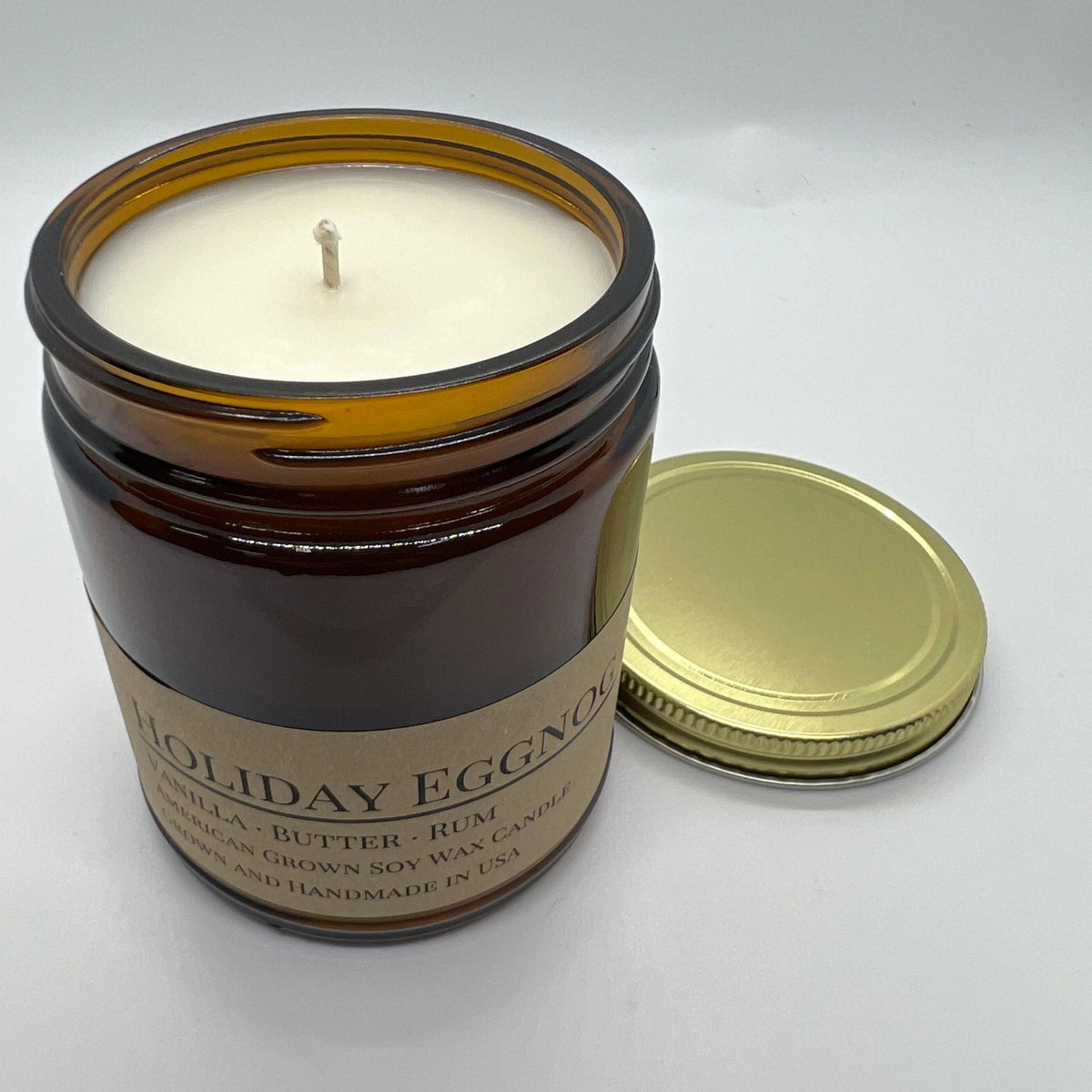 PRAIRIE FIRE Holiday Eggnog Soy Wax Candle | 9 oz Amber Apothecary Jar