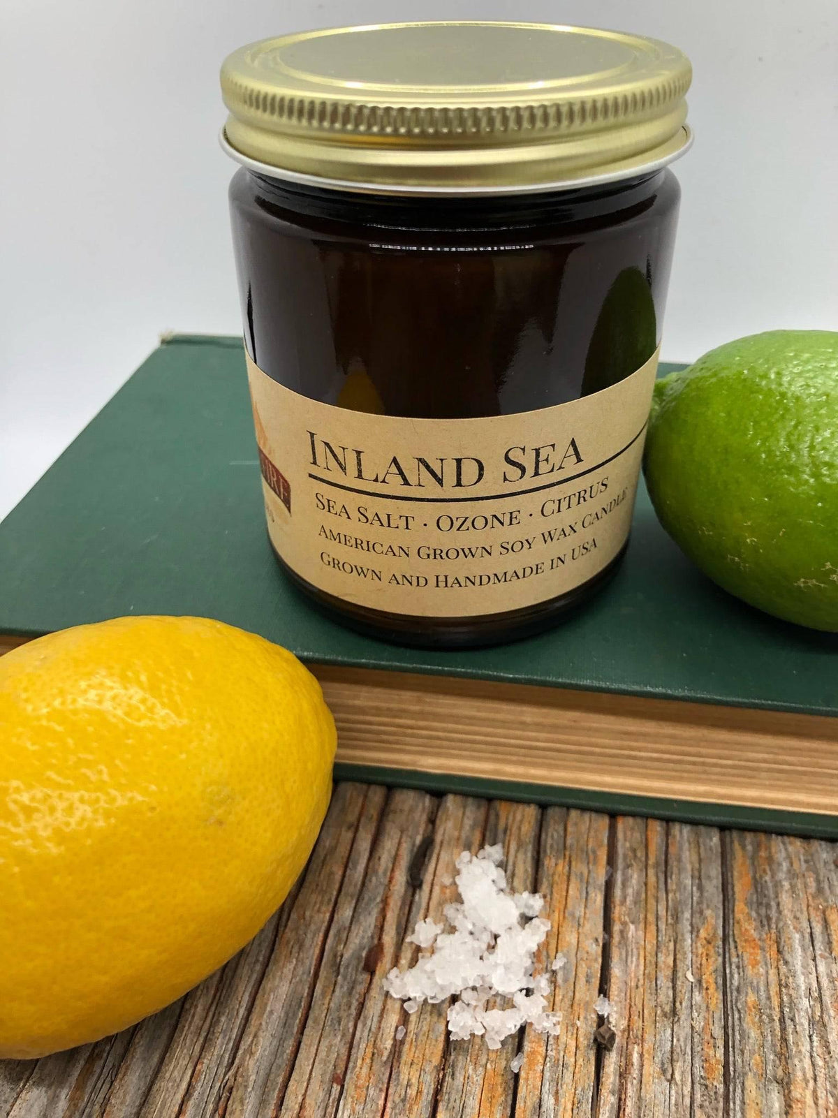 PRAIRIE FIRE Inland Sea Soy Wax Candle | 9 oz Amber Apothecary Jar