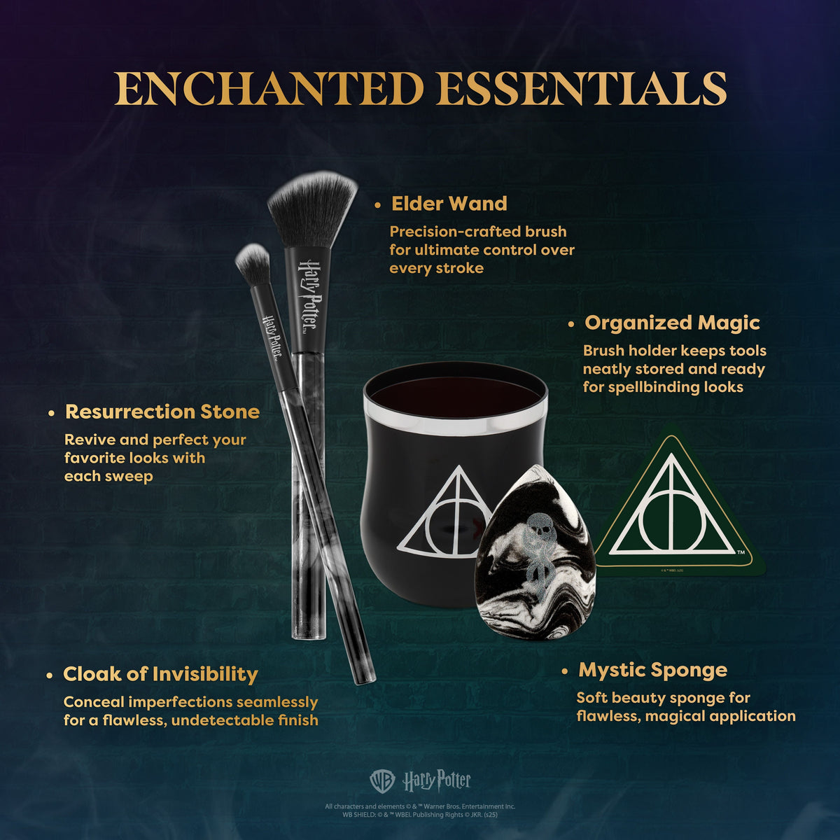 PROFUSION Hp Dark Arts | Deathly Hallows™ Blend Makeup Brush & Sponge Set