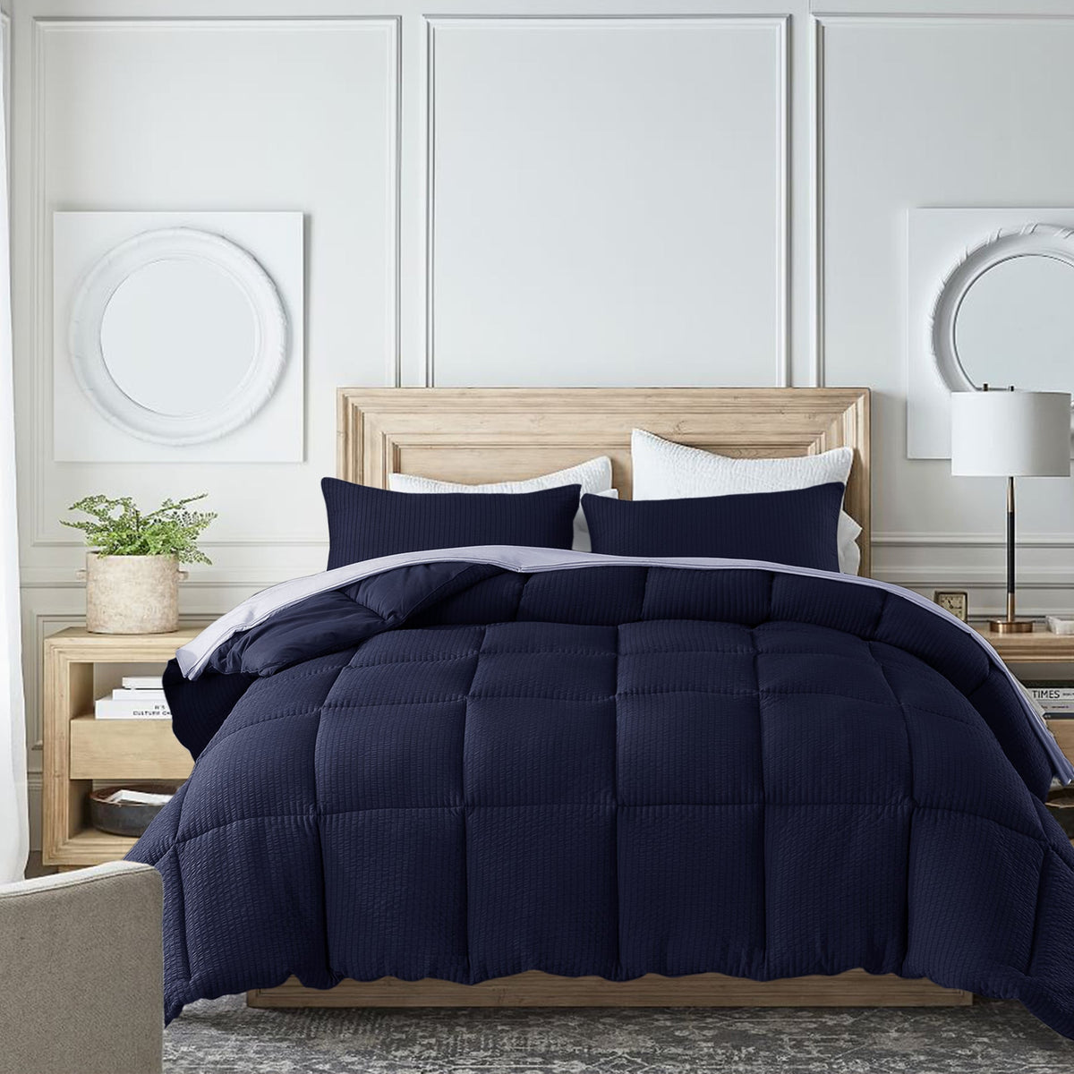 KASENTEX Ultra Soft All Season Down Alternative Reversible Comforter, Twin, Queen, King, Room Decor, Graduation Gifts