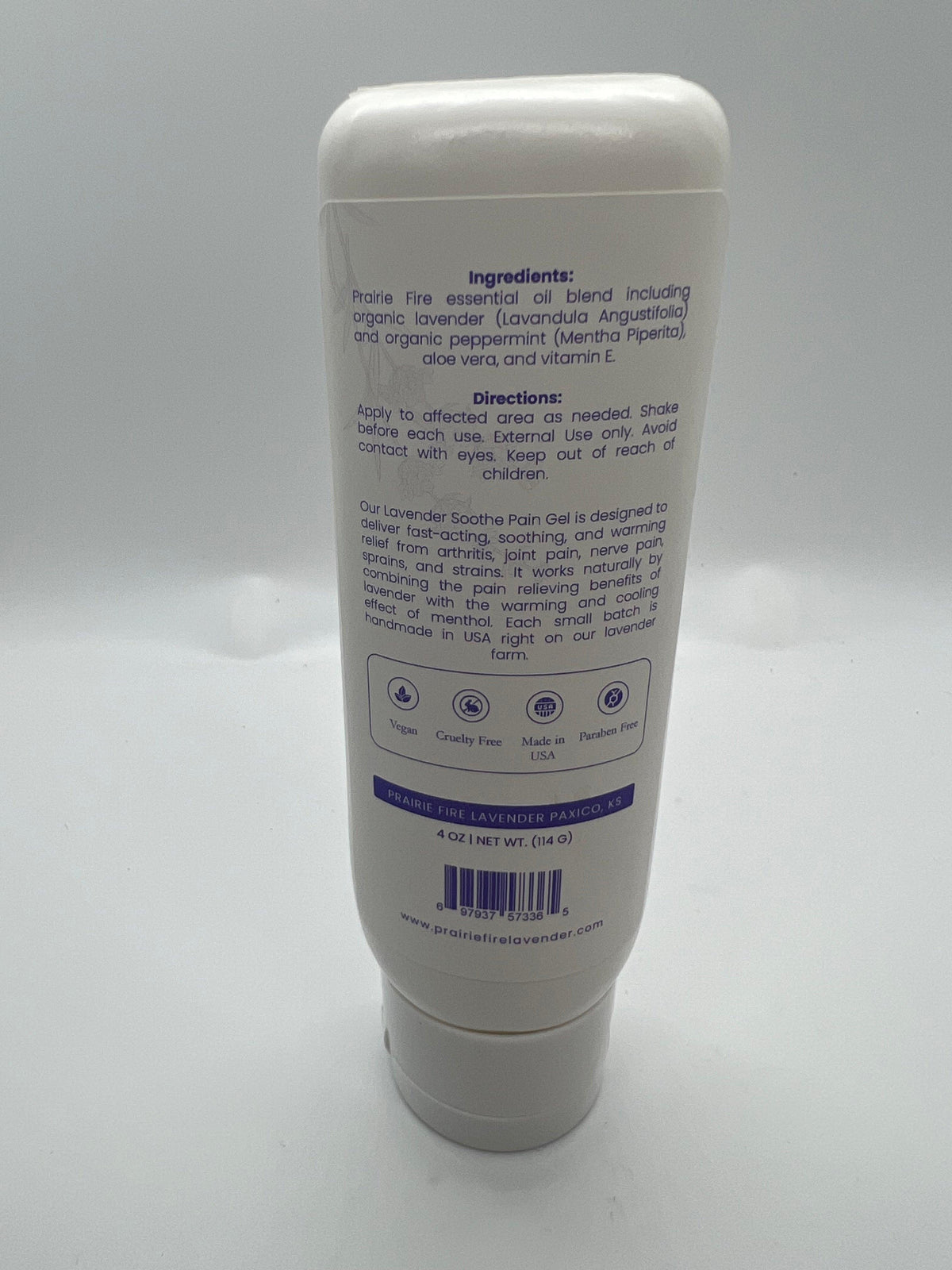 PRAIRIE FIRE Lavender & Menthol Soothe Pain Gel - 4 oz. (Prairie Fire Lavender Farm Richter's)