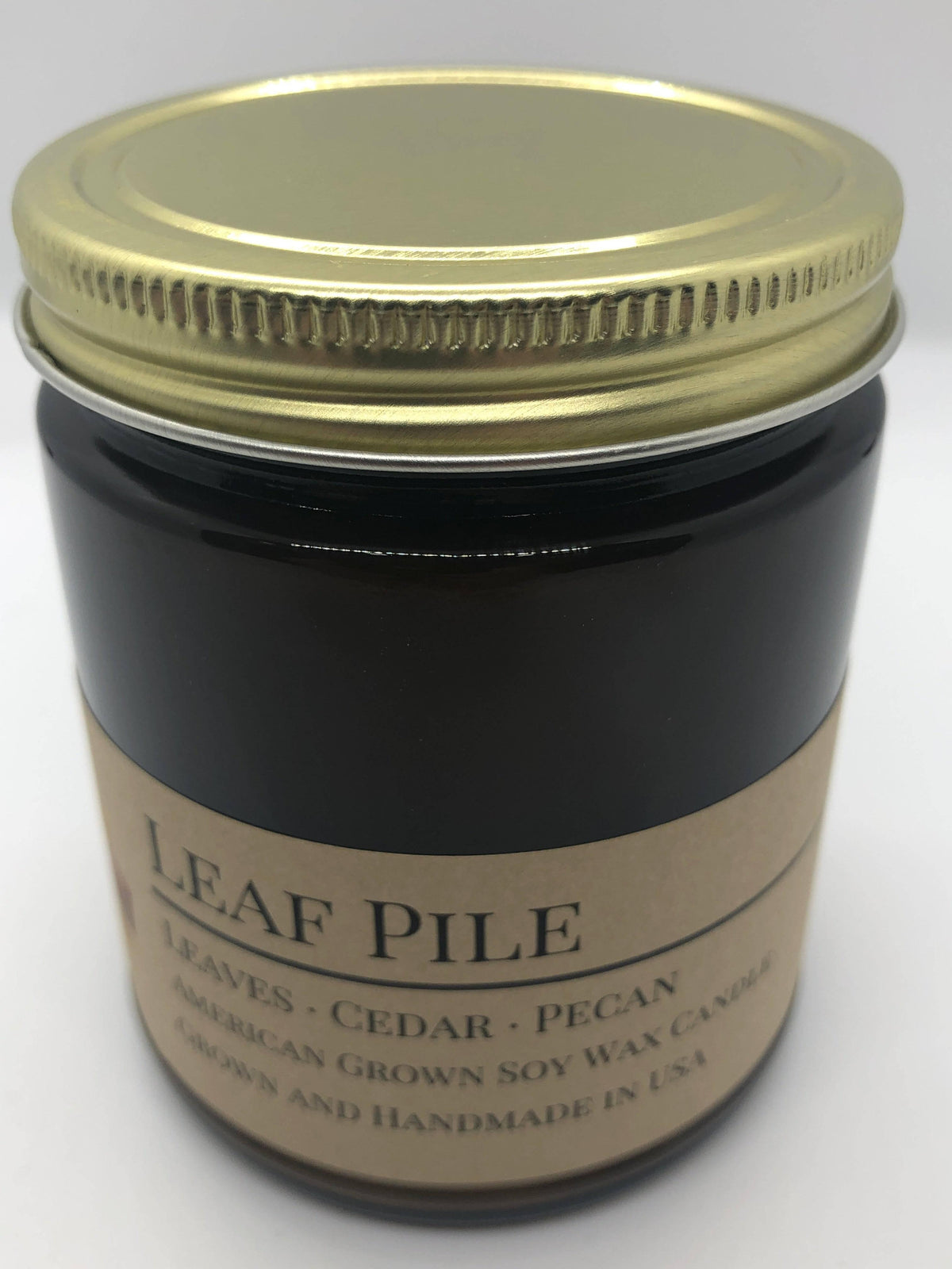 PRAIRIE FIRE Leaf Pile Soy Wax Candle | 9 oz Amber Apothecary Jar