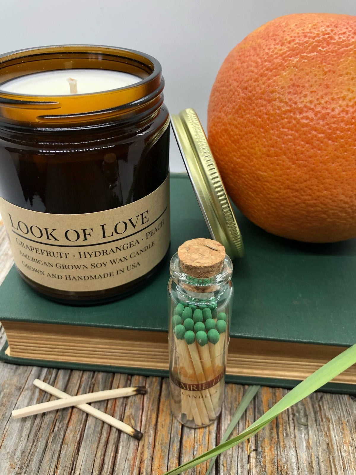 PRAIRIE FIRE Look of Love Soy Wax Candle | 9 oz Amber Apothecary Jar