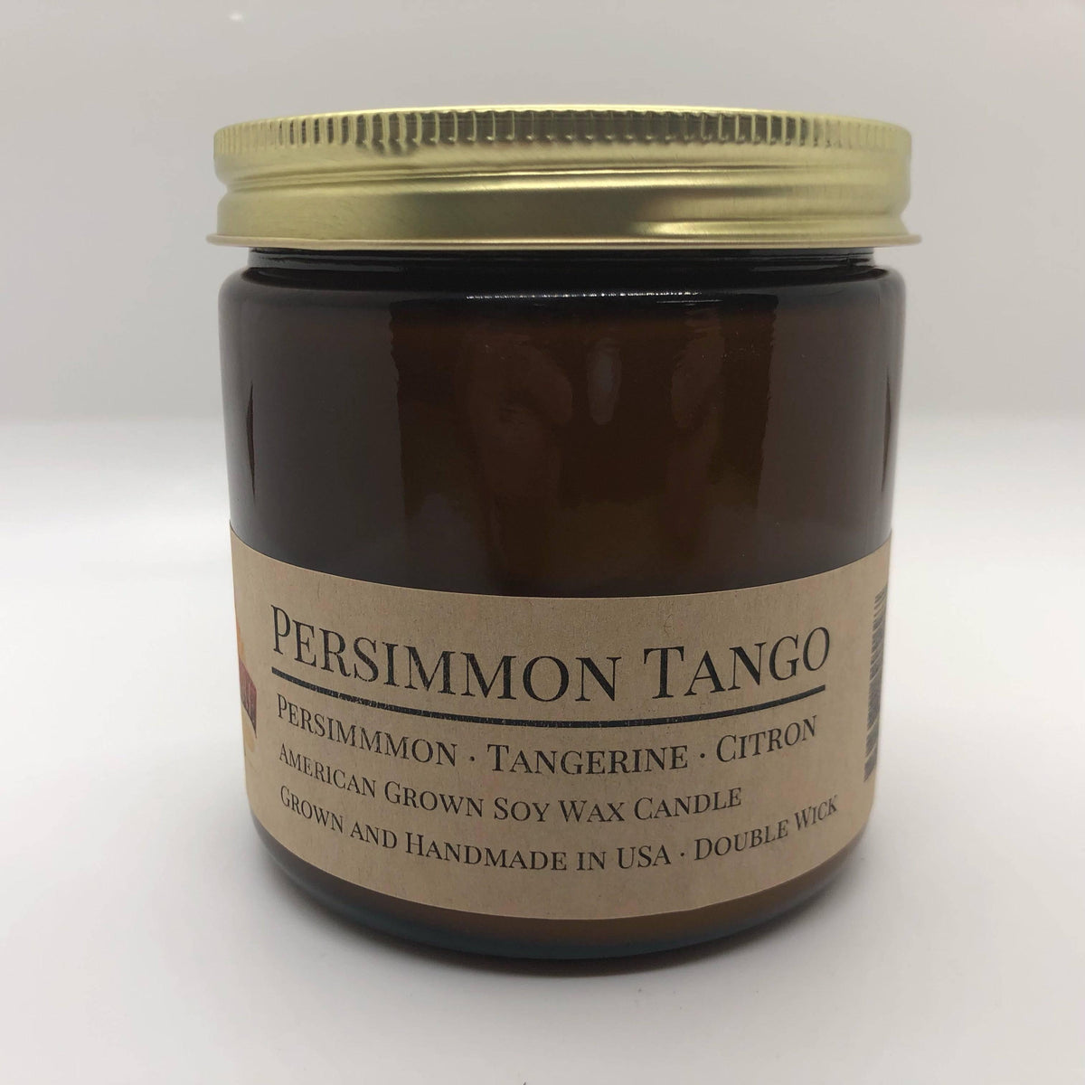 PRAIRIE FIRE Persimmon Tango Soy Wax Candle | 16 oz Double Wick Amber Apothecary Jar