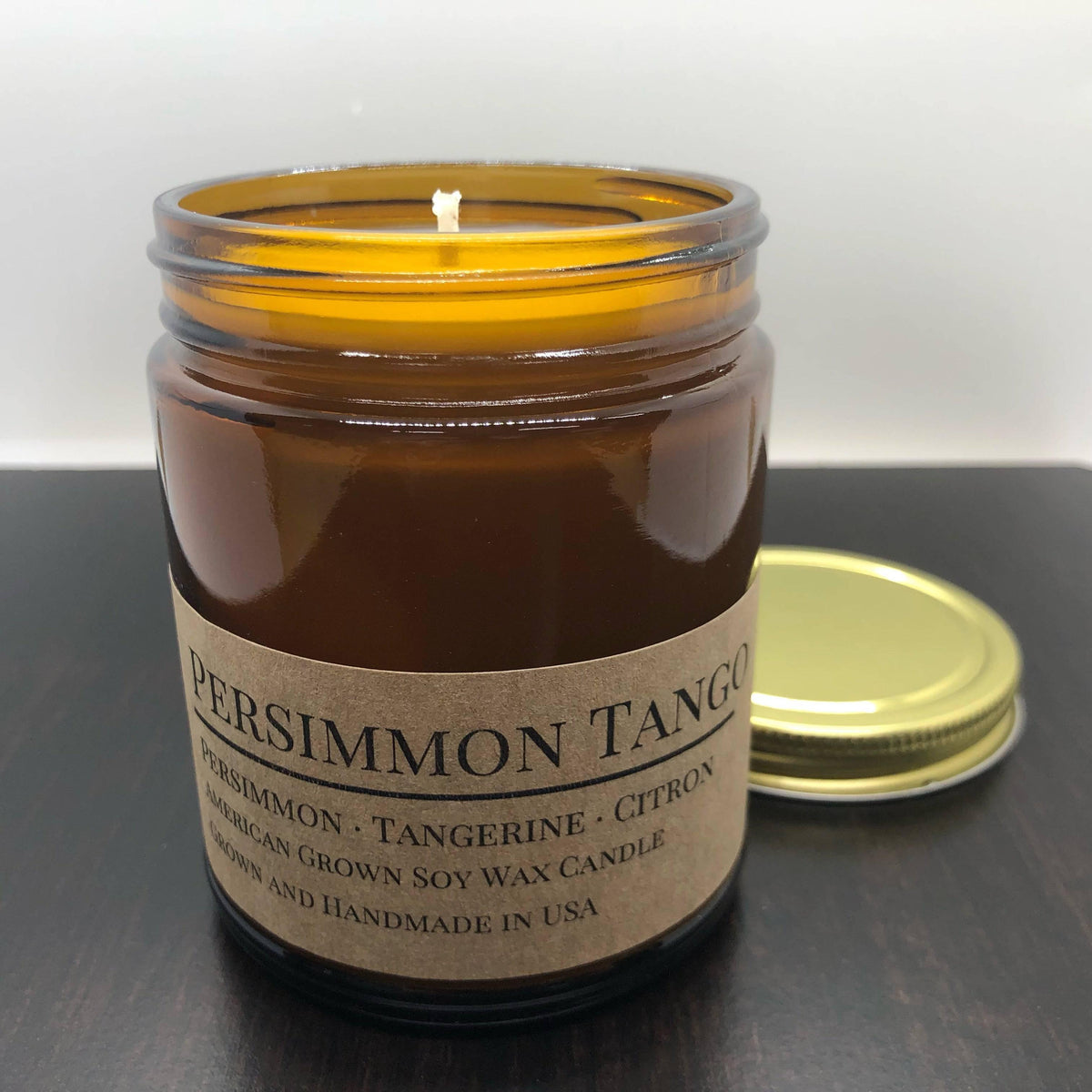 PRAIRIE FIRE Persimmon Tango Soy Wax Candle | 9 oz Amber Apothecary Jar
