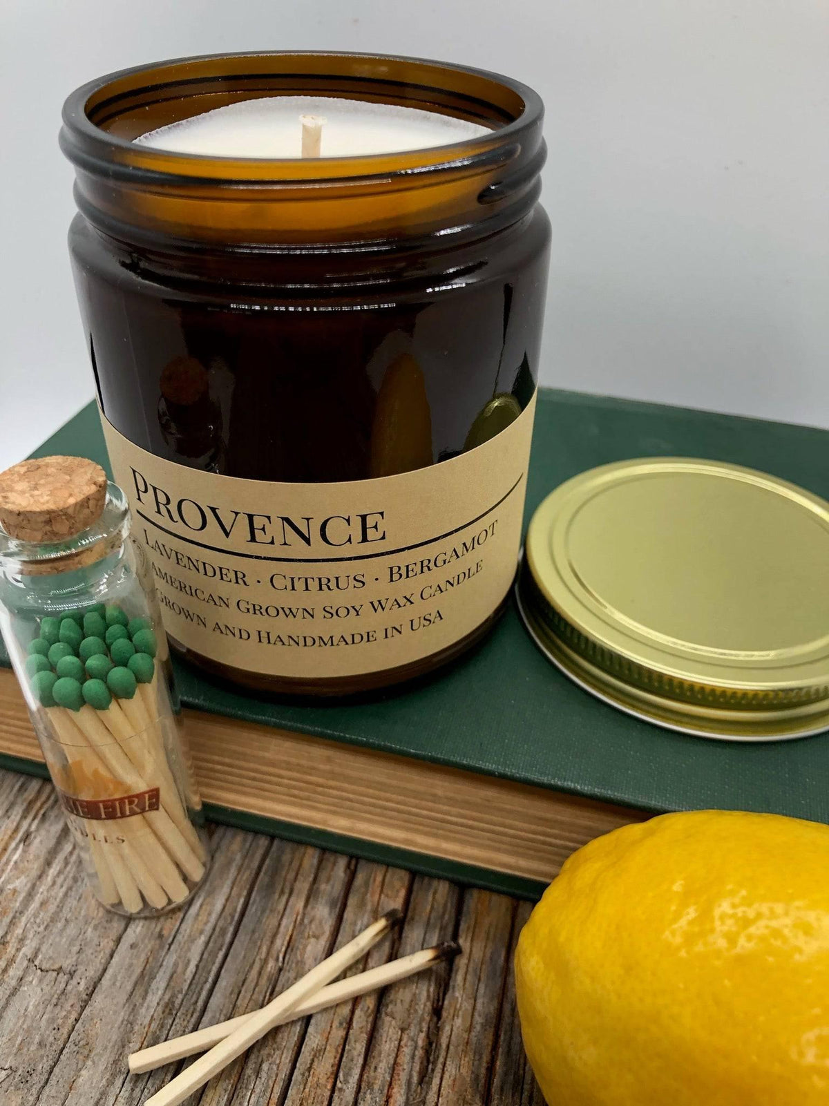 PRAIRIE FIRE Provence (Lavender) Soy Wax Candle | 9 oz Amber Apothecary Jar