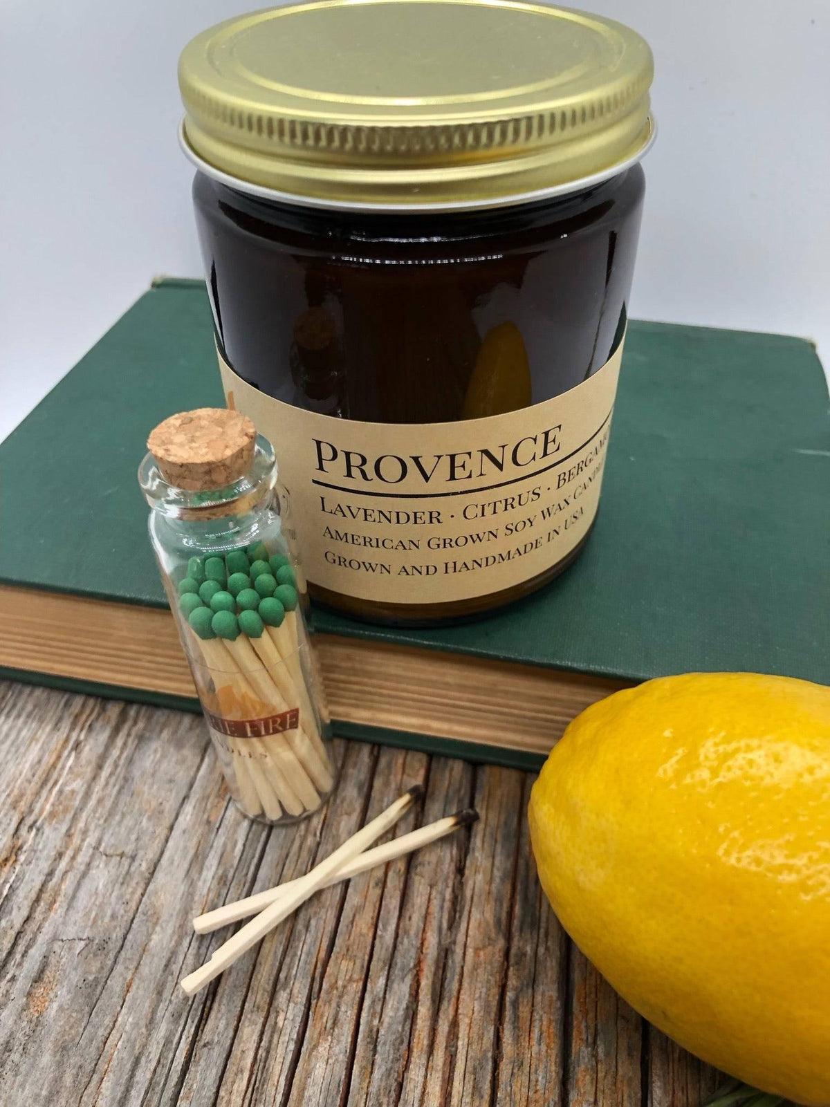 PRAIRIE FIRE Provence (Lavender) Soy Wax Candle | 9 oz Amber Apothecary Jar