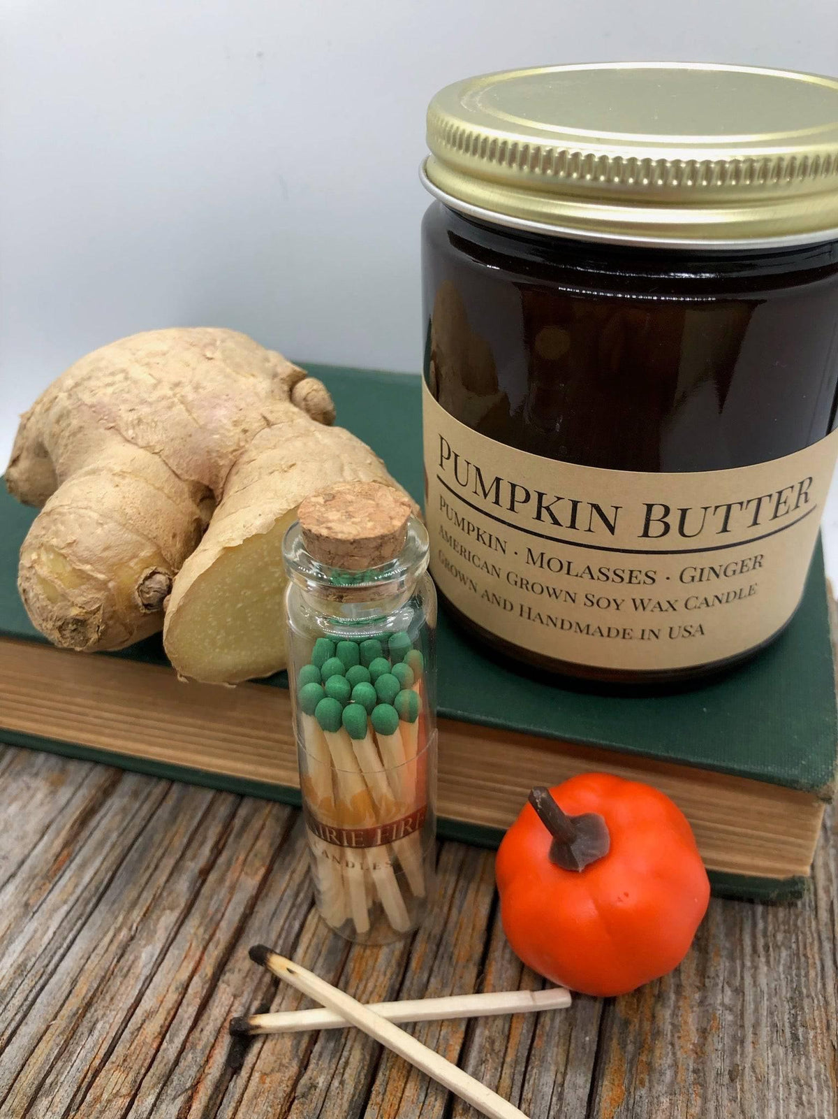 PRAIRIE FIRE Pumpkin Butter Soy Wax Candle | 9 oz Amber Apothecary Jar