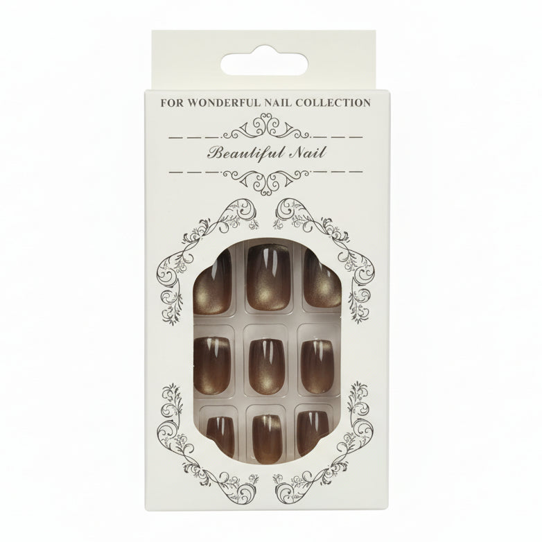Salon-Style French Tip Press-On Nails - Square 03
