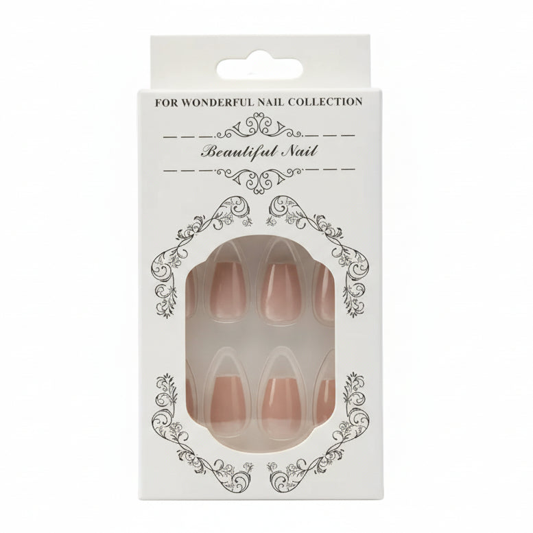 Salon-Style French Tip Press-On Nails -  Coffin 06