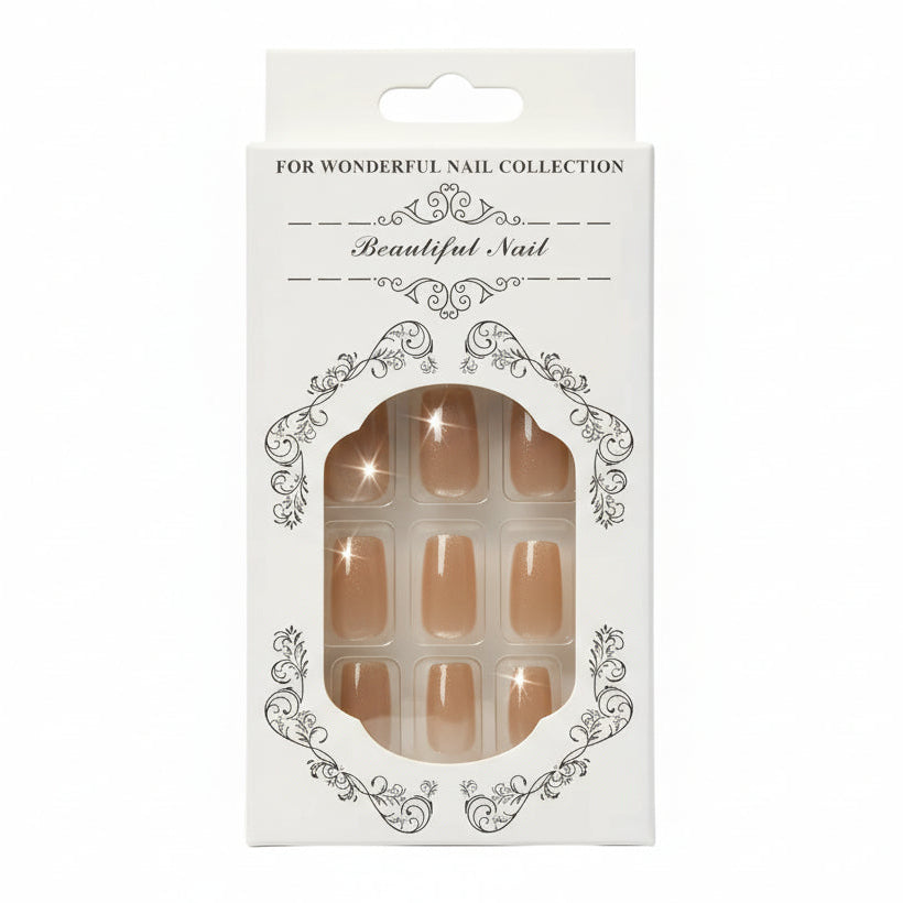 Salon-Style French Tip Press-On Nails - Square 019