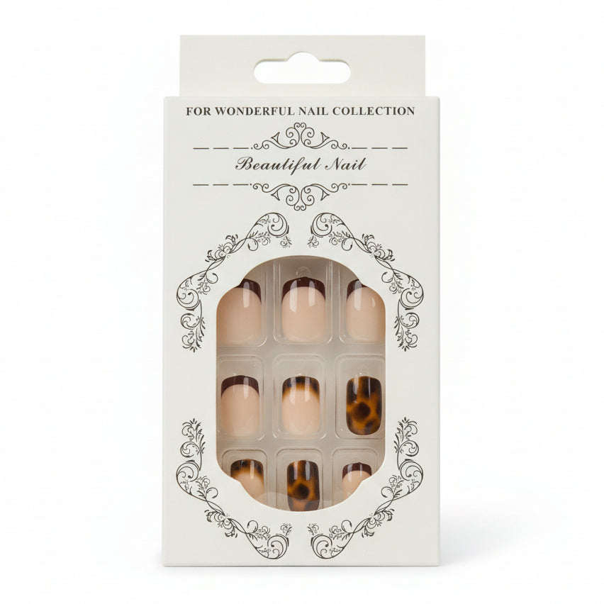 Salon-Style French Tip Press-On Nails - Square 011