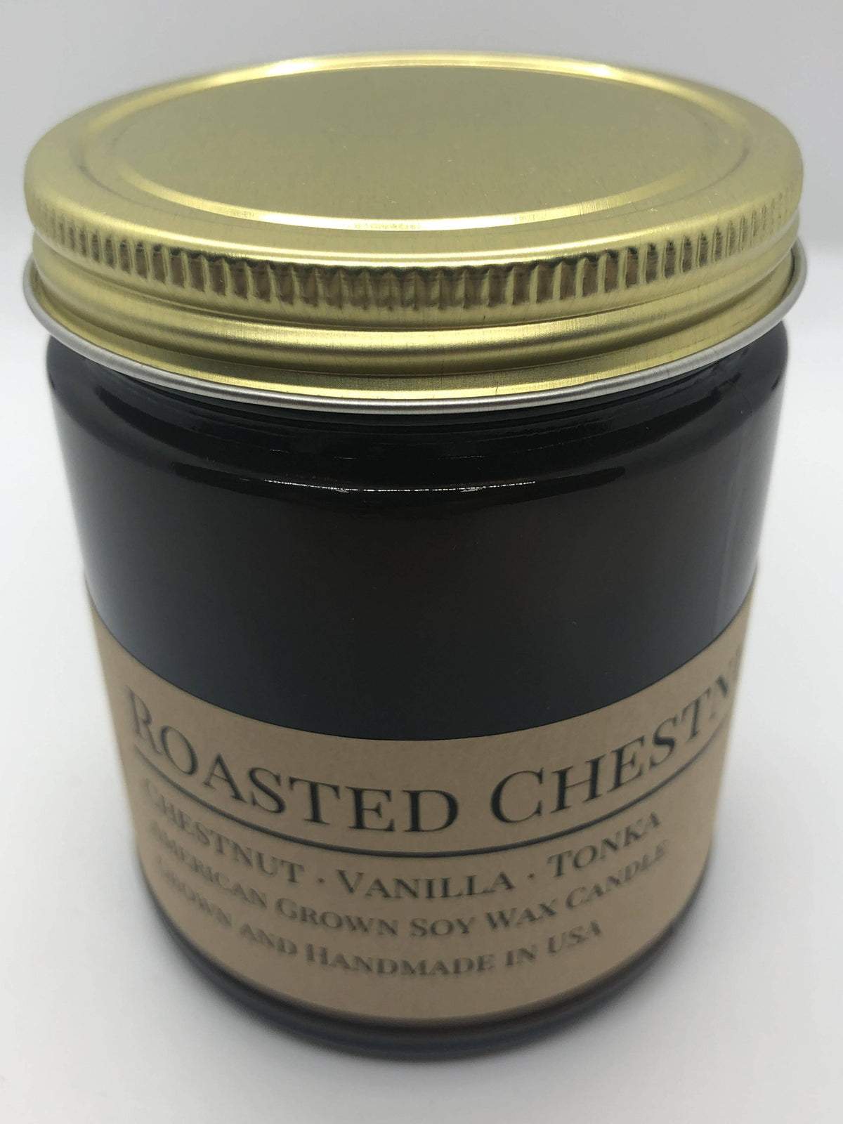 PRAIRIE FIRE Roasted Chestnut Soy Wax Candle | 9 oz Amber Apothecary Jar