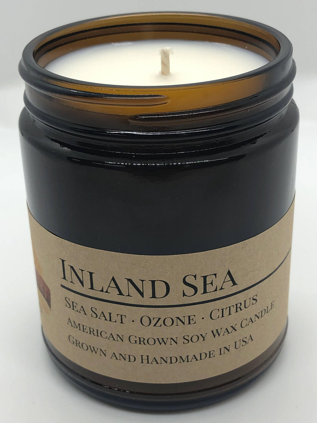 PRAIRIE FIRE Inland Sea Soy Wax Candle | 9 oz Amber Apothecary Jar