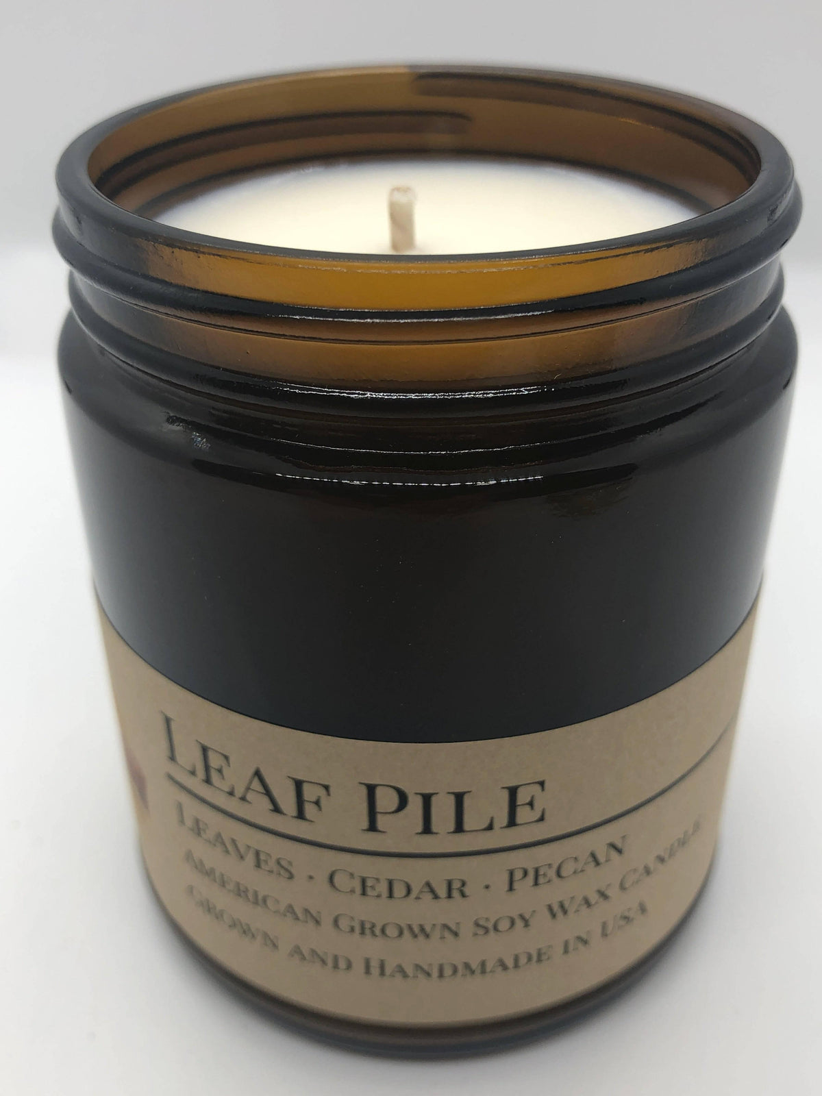 PRAIRIE FIRE Leaf Pile Soy Wax Candle | 9 oz Amber Apothecary Jar