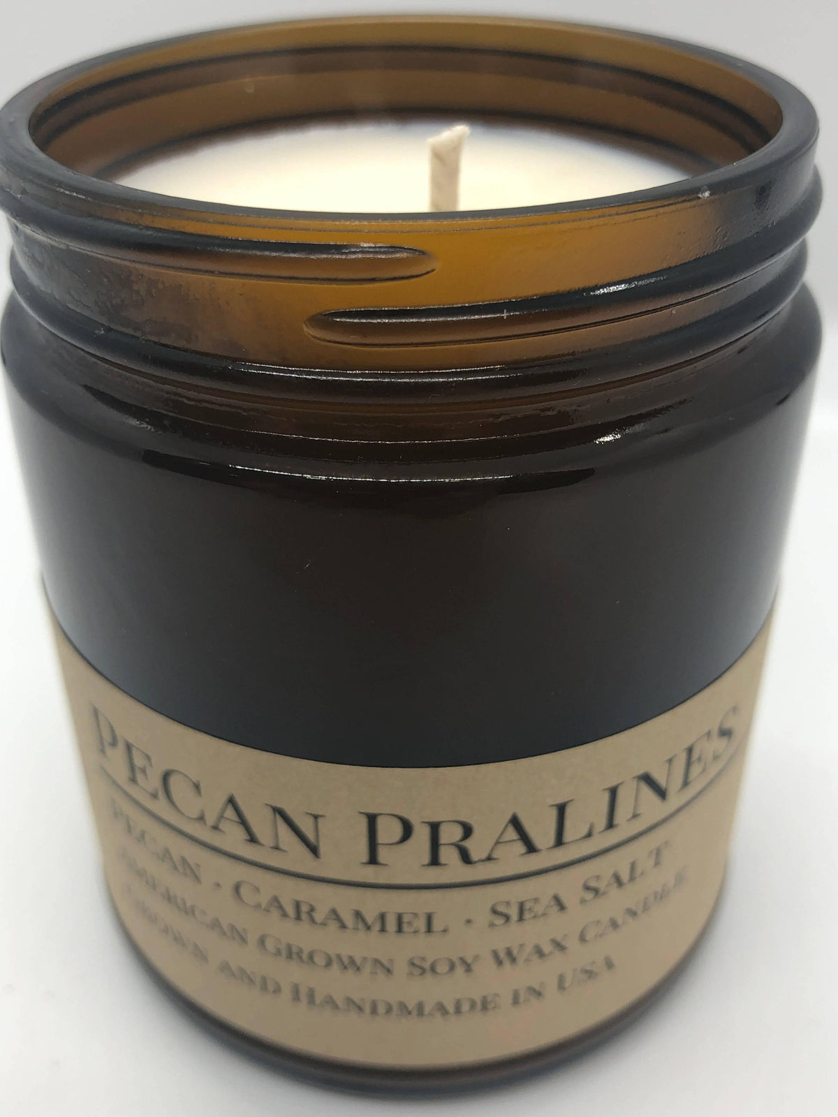 PRAIRIE FIRE Pecan Pralines Soy Wax Candle | 9 oz Amber Apothecary Jar