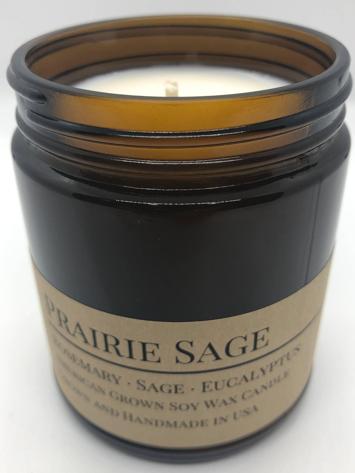 PRAIRIE FIRE Prairie Sage Soy Wax Candle | 9 oz Amber Apothecary Jar