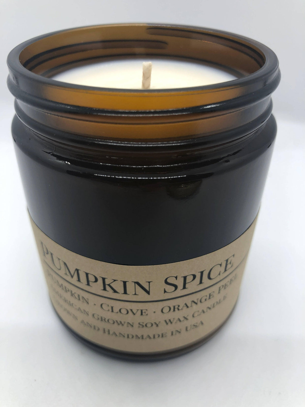 PRAIRIE FIRE Pumpkin Spice Soy Wax Candle | 9 oz Amber Apothecary Jar