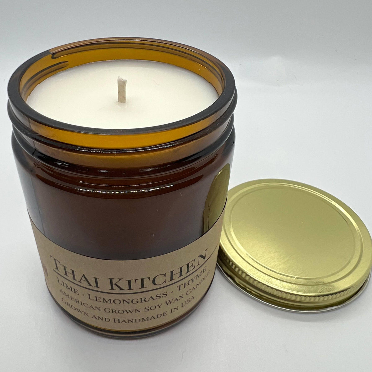 PRAIRIE FIRE Thai Kitchen Soy Wax Candle | 9 oz Amber Apothecary Jar