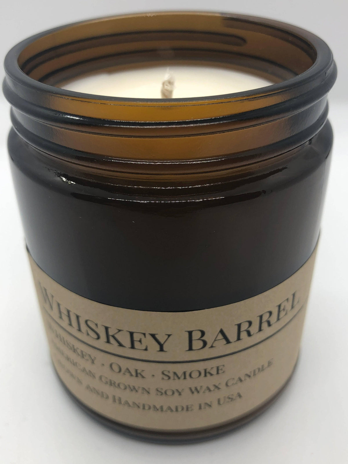 PRAIRIE FIRE Whiskey Barrel Soy Wax Candle | 9 oz Amber Apothecary Jar