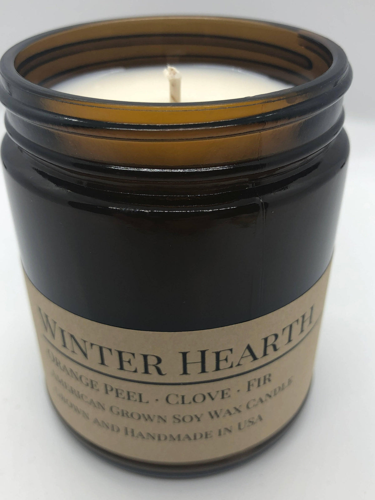 PRAIRIE FIRE Winter Hearth Soy Wax Candle | 9 oz Amber Apothecary Jar