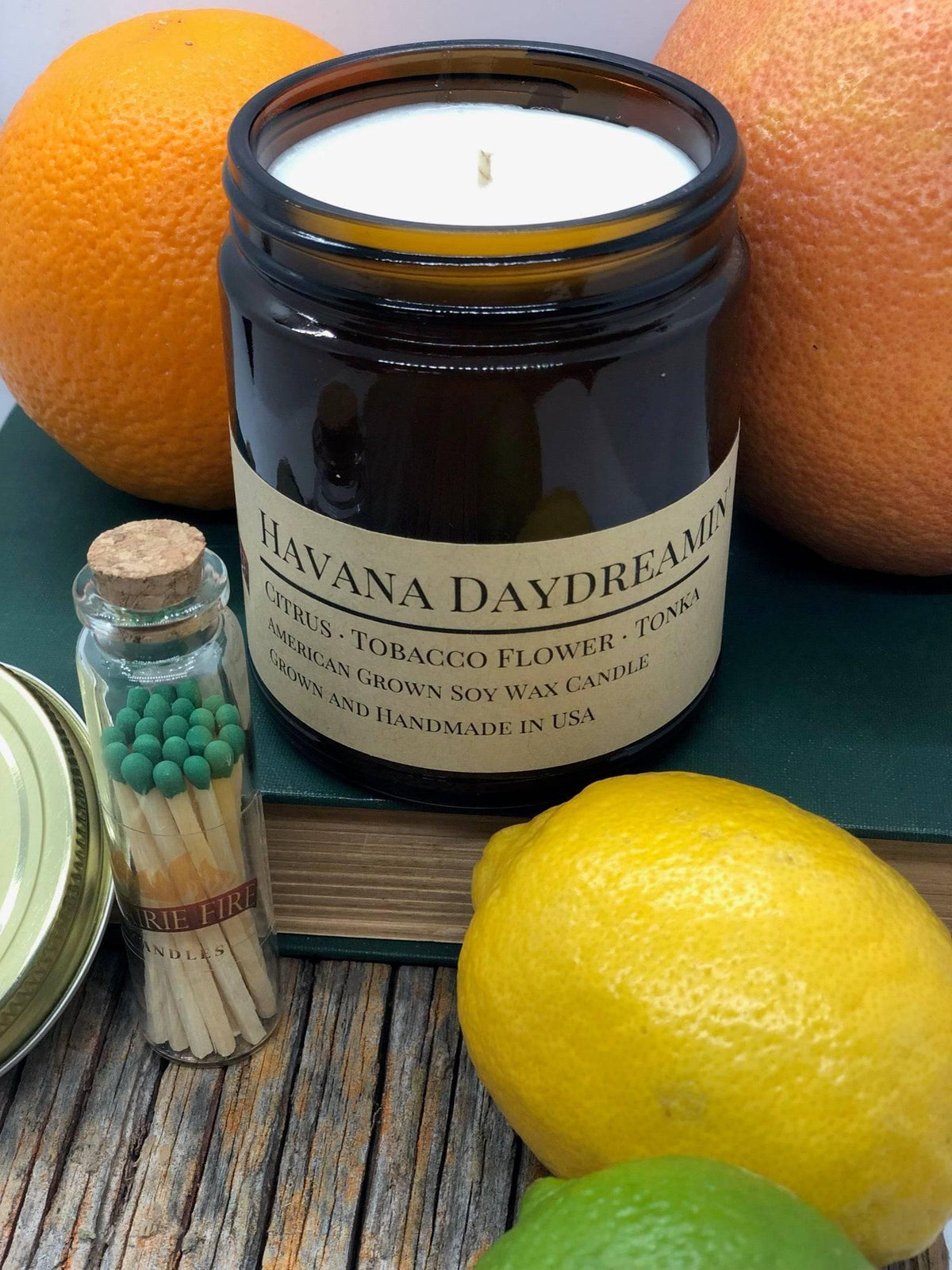 PRAIRIE FIRE Havana Daydreamin' Soy Wax Candle | 9 oz Amber Apothecary Jar