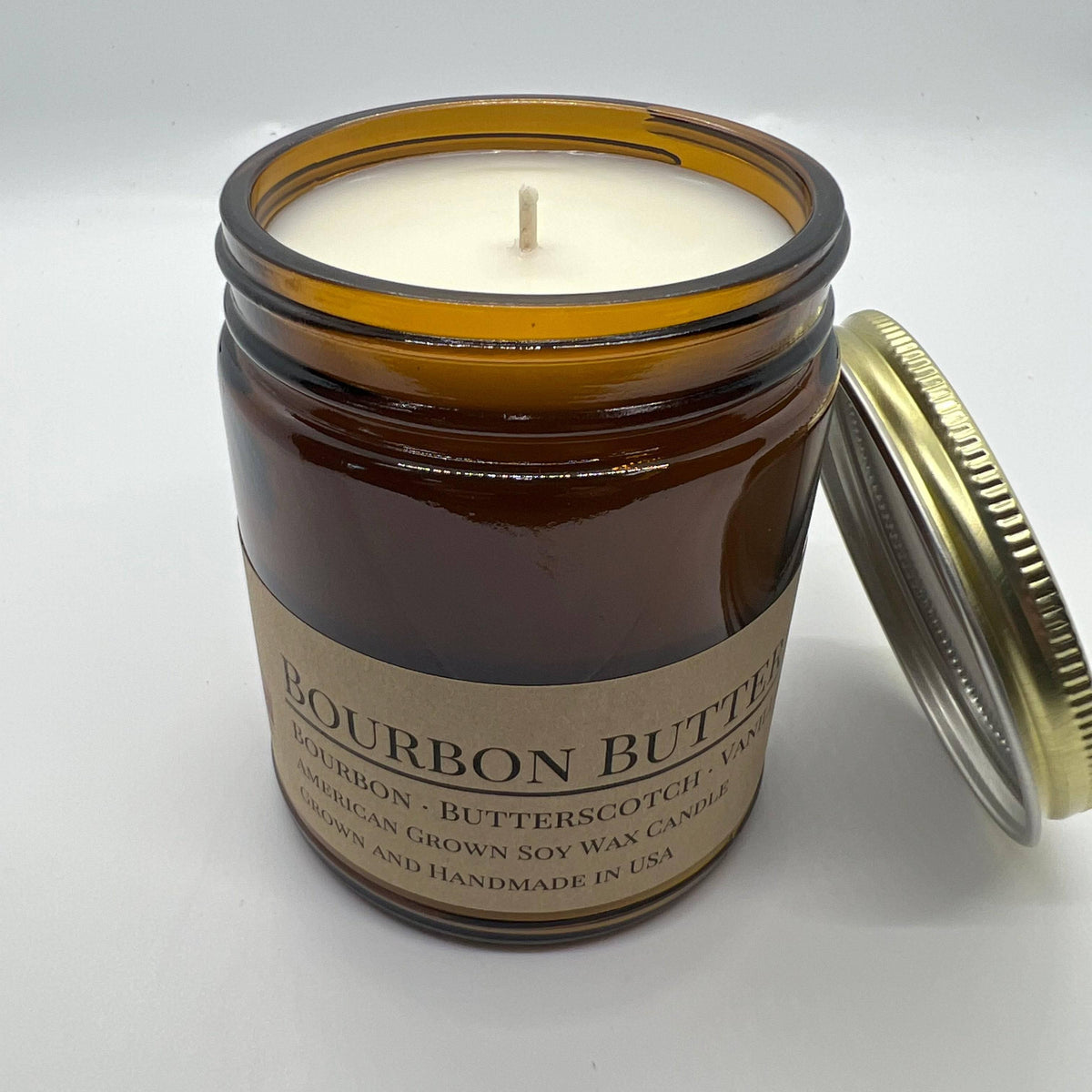 PRAIRIE FIRE Bourbon Butter Soy Wax Candle | 9 oz Amber Apothecary Jar