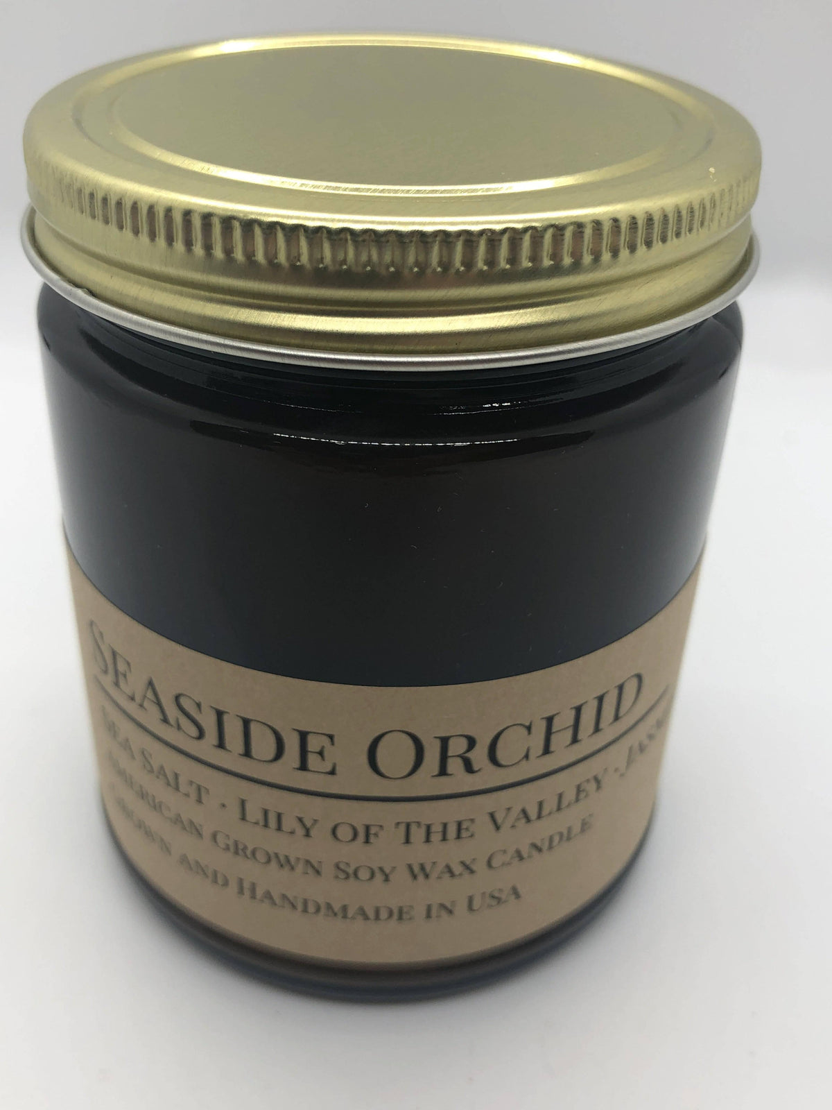 PRAIRIE FIRE Seaside Orchid Soy Wax Candle | 9 oz Amber Apothecary Jar