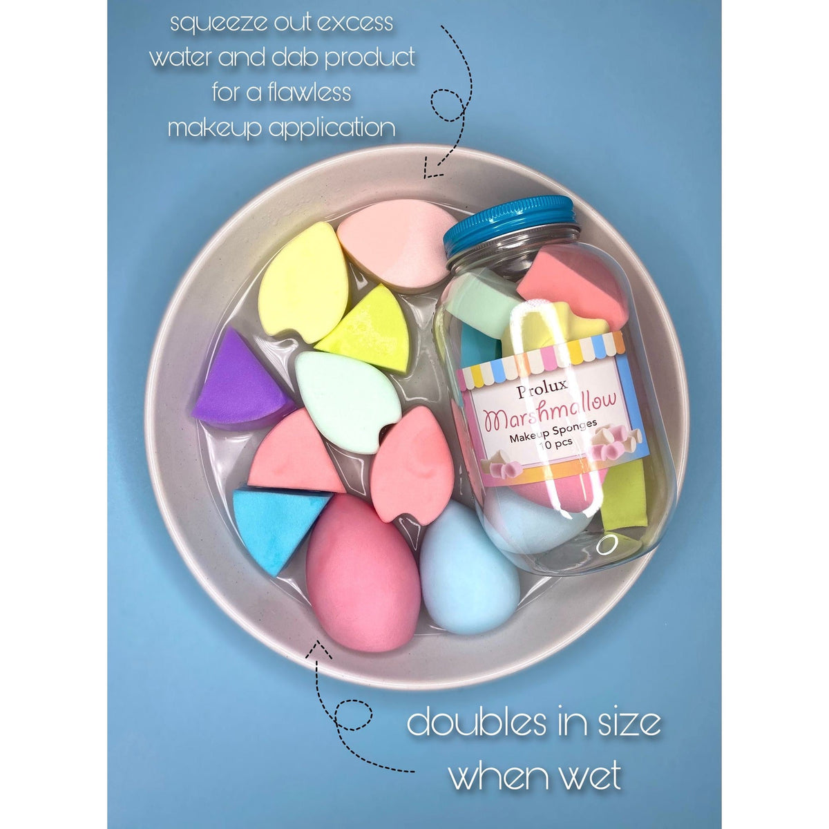 PROLUX Marshmallow 10pc Makeup Sponges