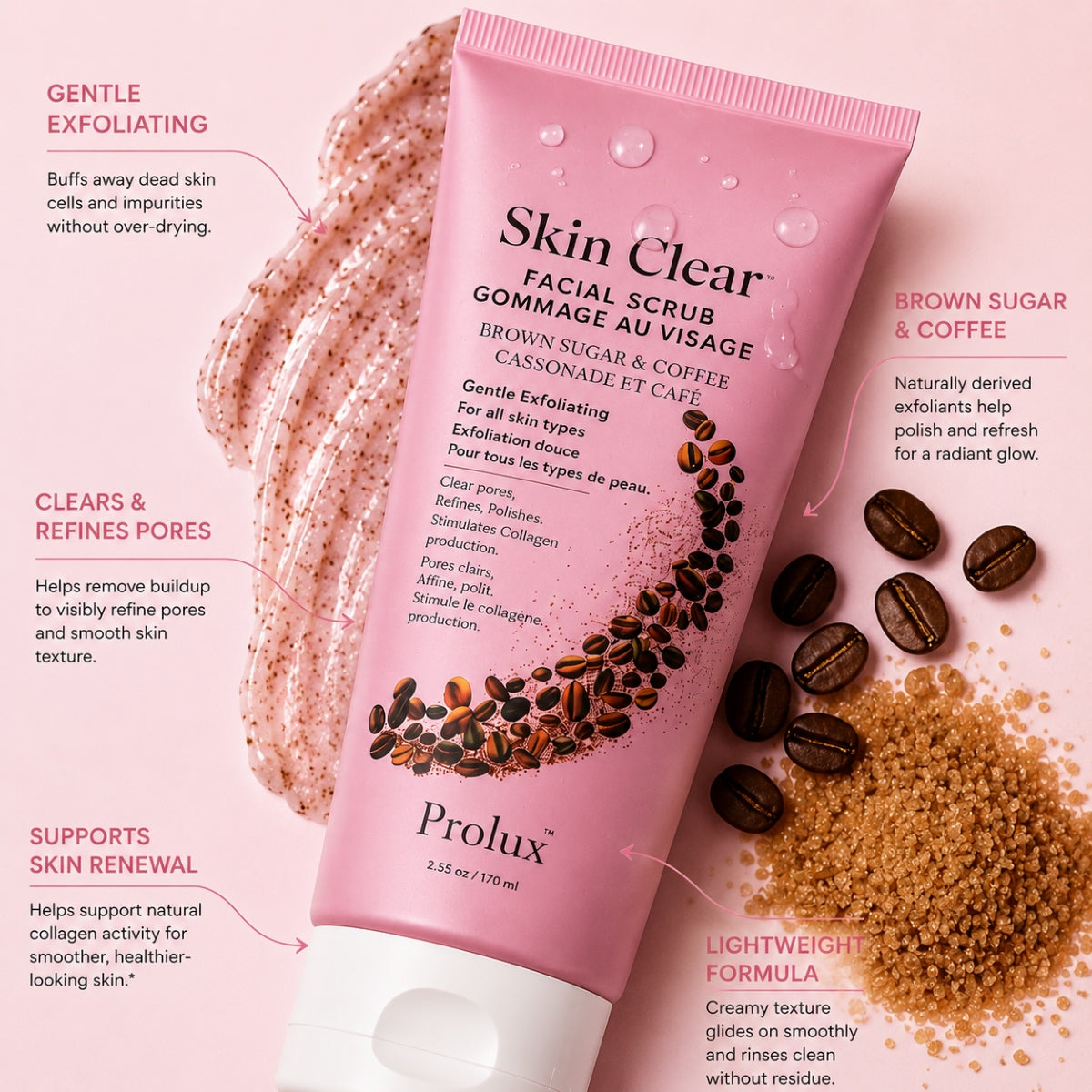 PROLUX Skin Clear: Facial Scrub Brown Sugar & Coffee