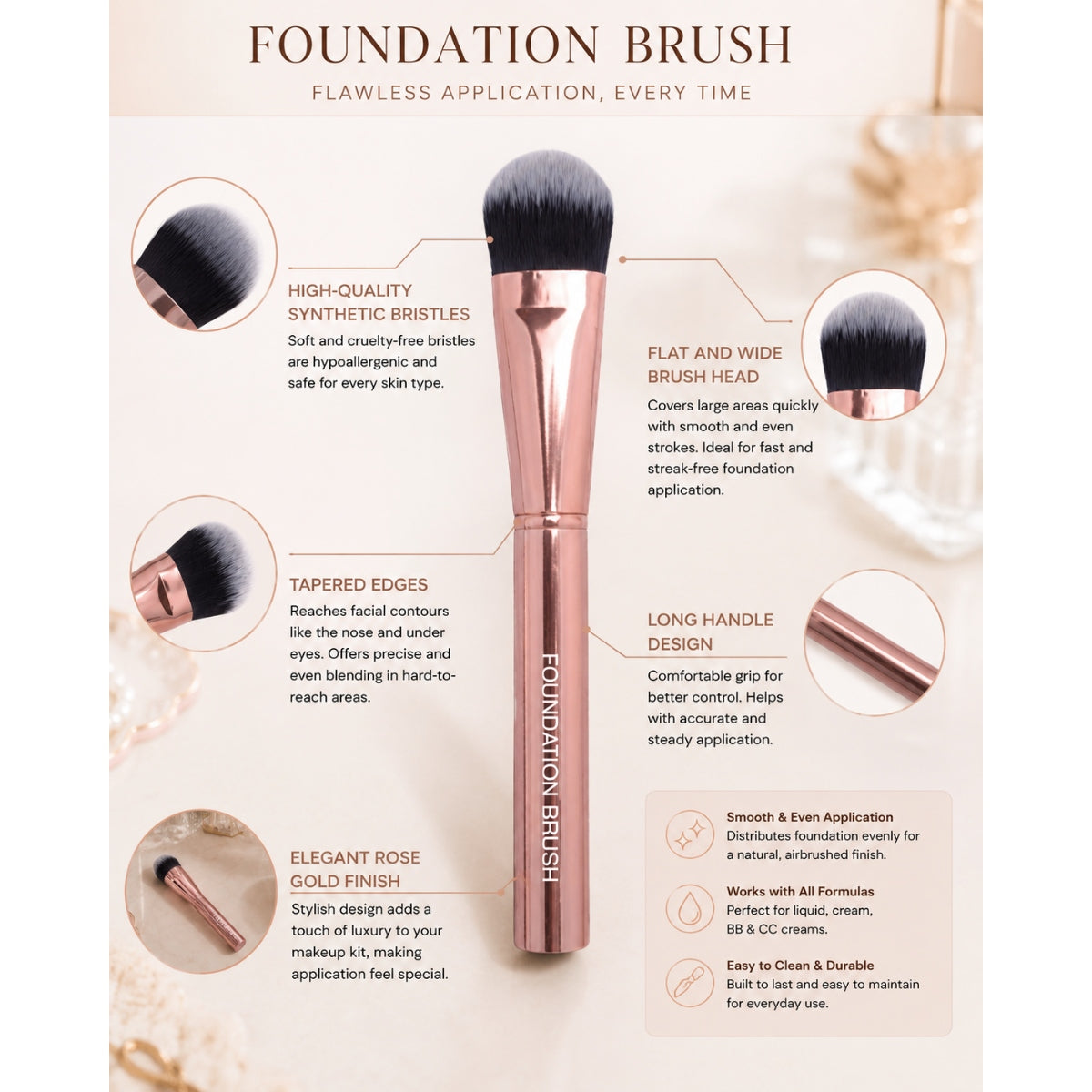 PROLUX Rose Gold Foundation Brush