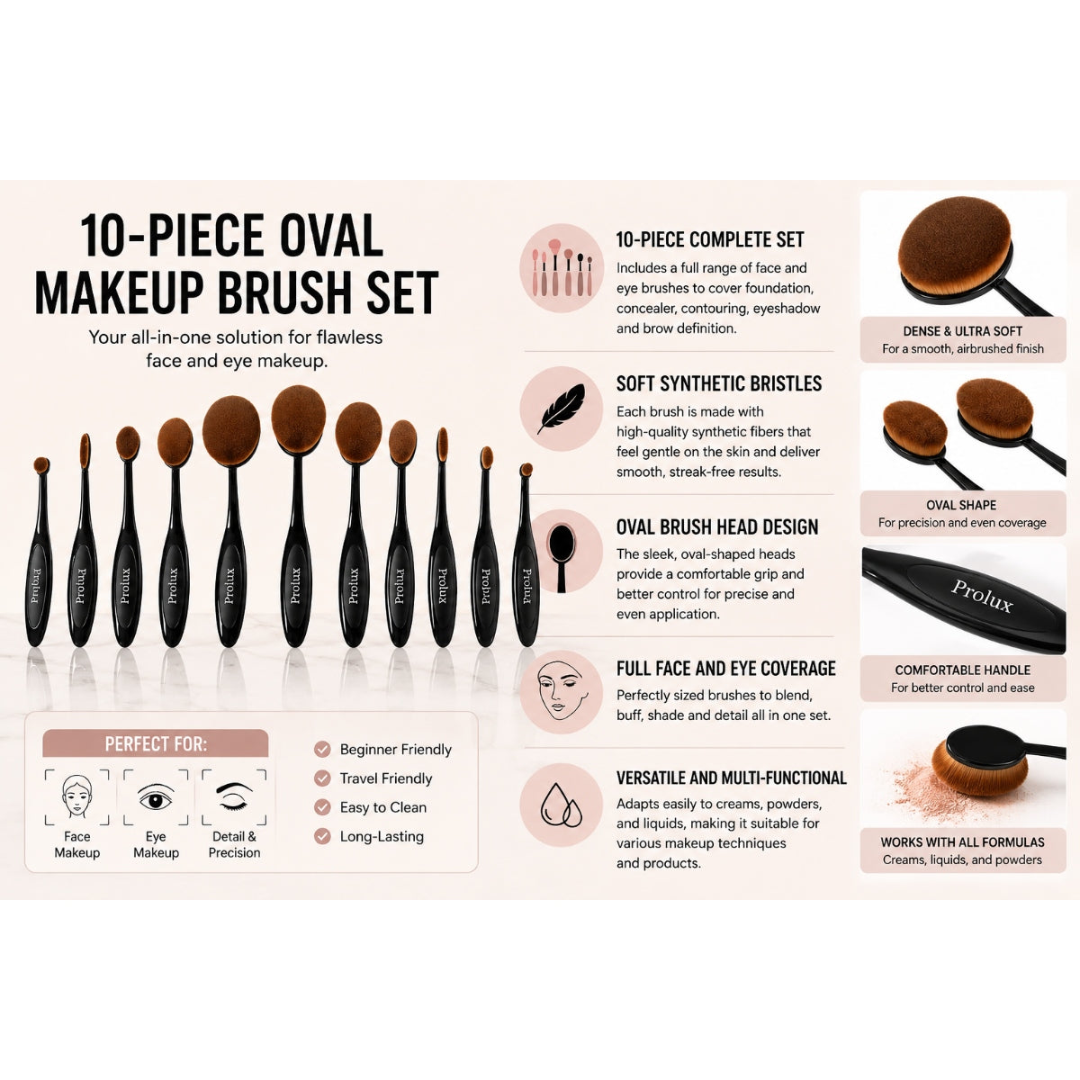 PROLUX Oval Deluxe Brush Set
