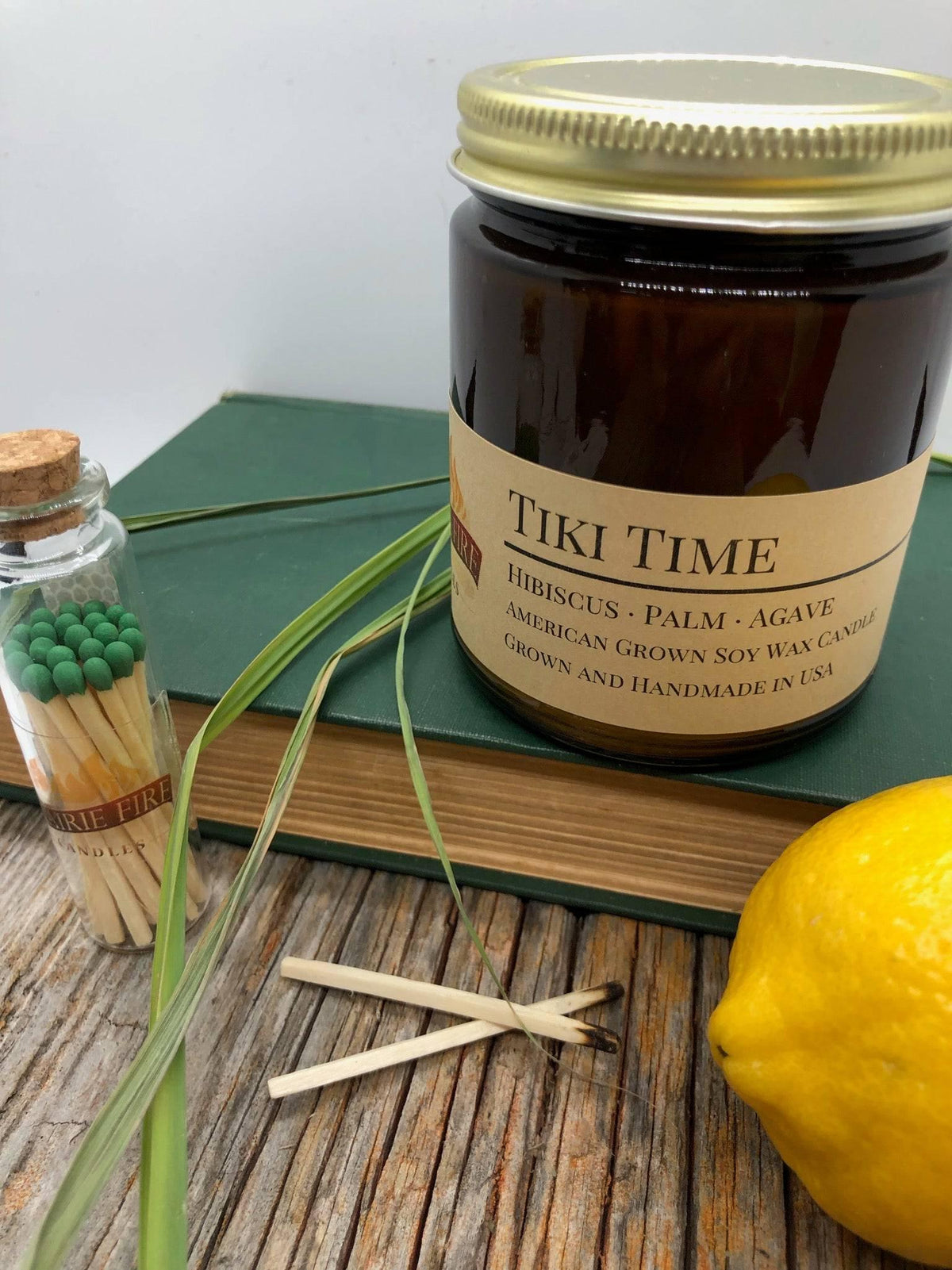 PRAIRIE FIRE Tiki Time Soy Wax Candle | 9 oz Amber Apothecary Jar