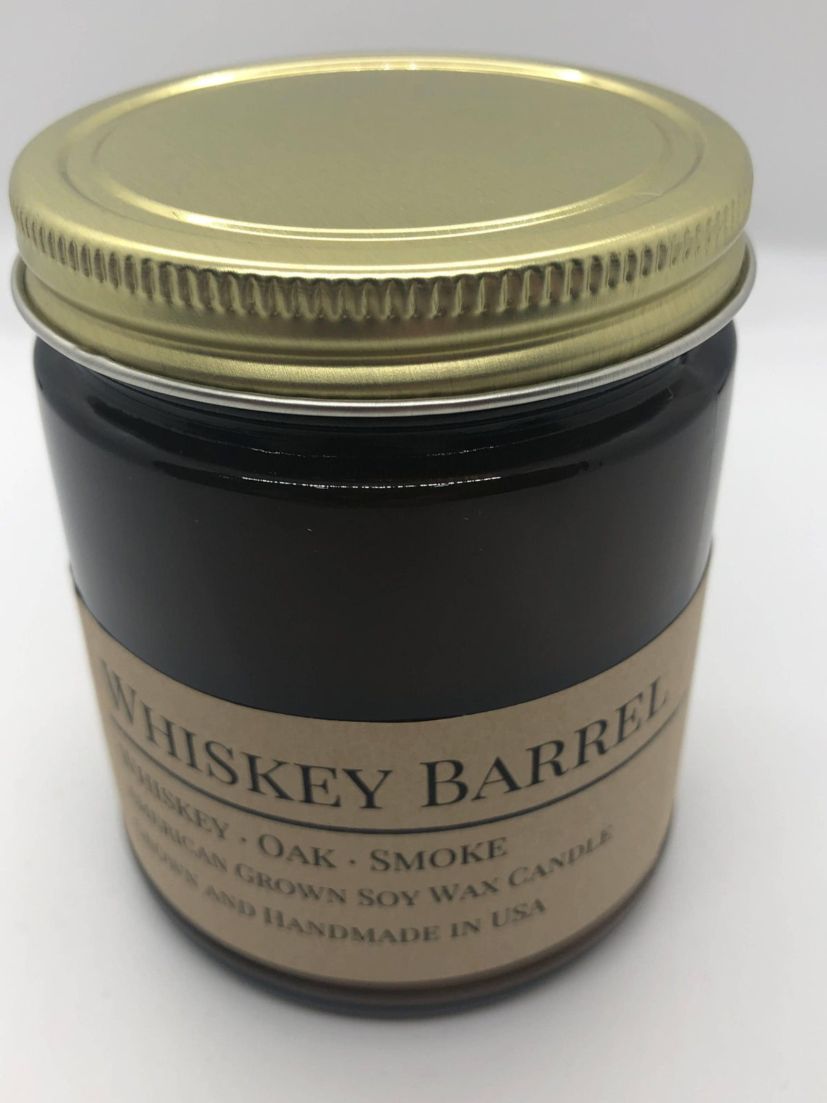 PRAIRIE FIRE Whiskey Barrel Soy Wax Candle | 9 oz Amber Apothecary Jar
